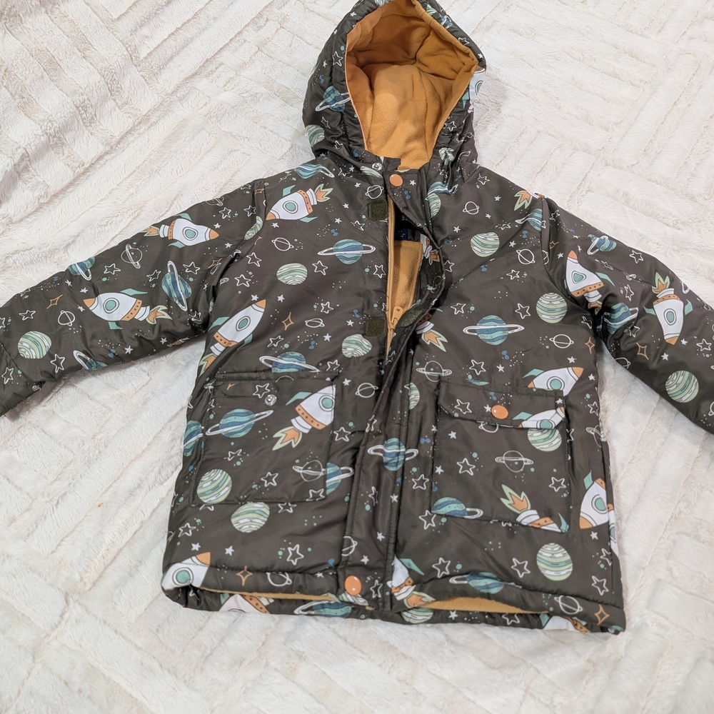 Kids Space-Themed Jacket - Black and Brown